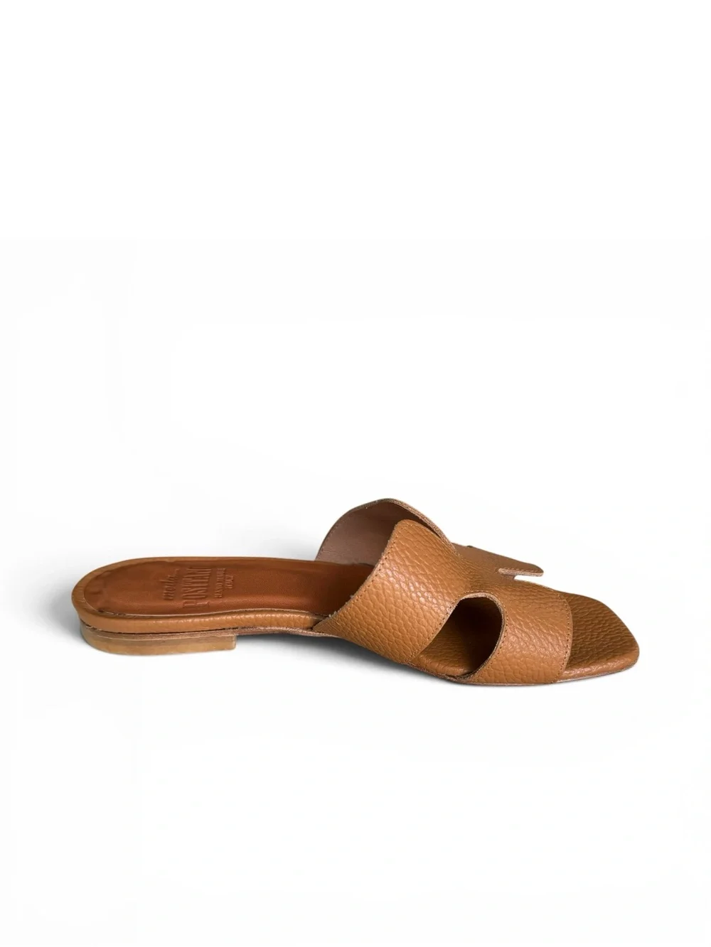 Oran Style Sandals Tan Leather Italian Slides by Moda Positanos - Picture 5 of 11